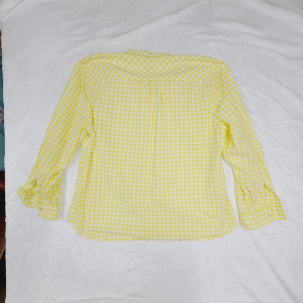 Talbots Yellow Gingham Blouse XLP Cotton Top Petite Plus Button Front Preppy - Picture 2 of 10